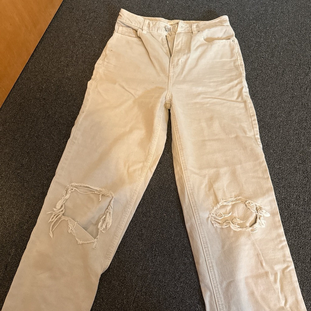 PacSun Off-White High Rise Distressed Jeans